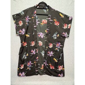 Five Below Floral Kimono Cover Up Black One Size KB080418 Open Front Wrap